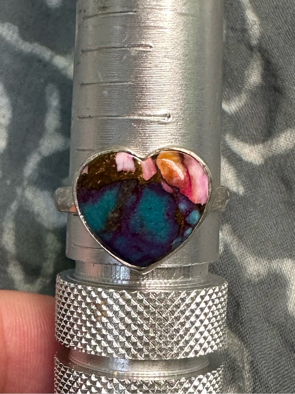 Heart Statement Ring in pink dahlia turquoise - Women Accessories 925 silver